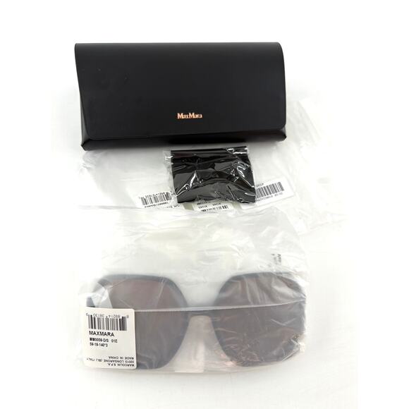 MaxMara Women's Shiny Black Brown Eyewear Sunglasses - Picture 5 of 13